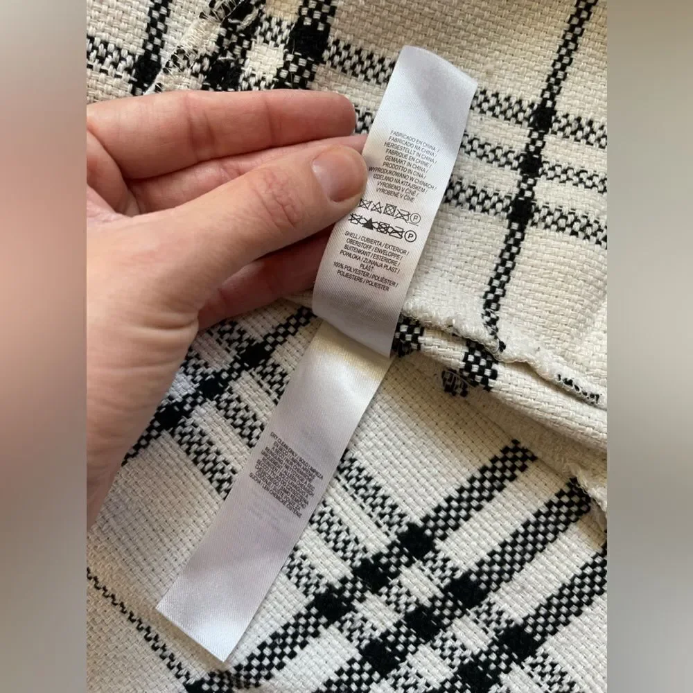 8-9 Primark Stylish Girls Plaid Button up Jacket - Black and White with pockets